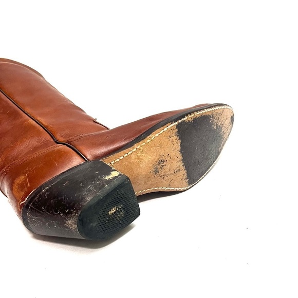 Vintage 1970s men’s brown leather pull on heeled cowboy boots - Picture 9 of 9